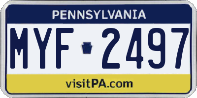 PA license plate MYF2497