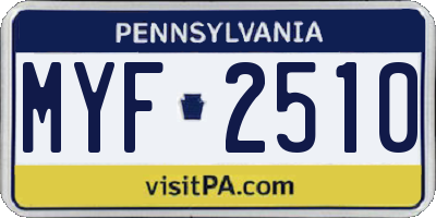 PA license plate MYF2510
