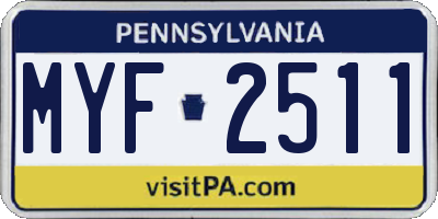 PA license plate MYF2511