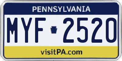 PA license plate MYF2520