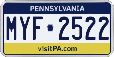PA license plate MYF2522