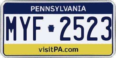 PA license plate MYF2523