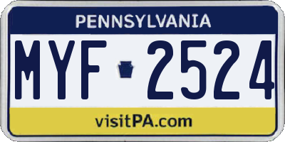 PA license plate MYF2524