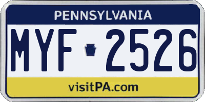 PA license plate MYF2526
