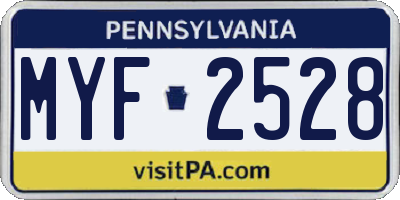 PA license plate MYF2528