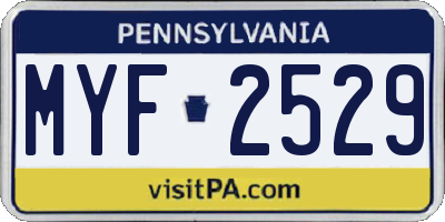 PA license plate MYF2529