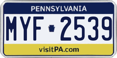 PA license plate MYF2539