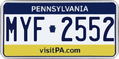 PA license plate MYF2552