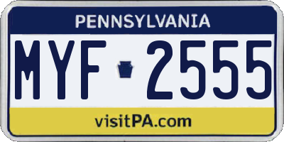 PA license plate MYF2555