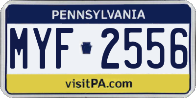 PA license plate MYF2556