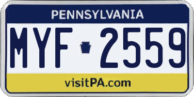 PA license plate MYF2559