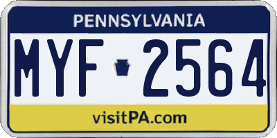 PA license plate MYF2564