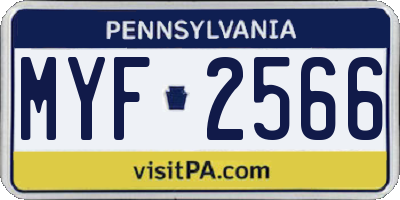 PA license plate MYF2566