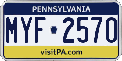 PA license plate MYF2570