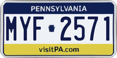 PA license plate MYF2571