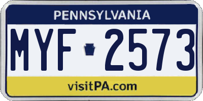 PA license plate MYF2573