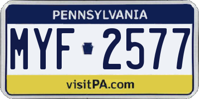 PA license plate MYF2577
