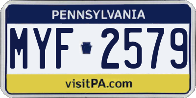 PA license plate MYF2579