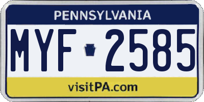 PA license plate MYF2585