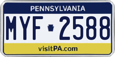 PA license plate MYF2588