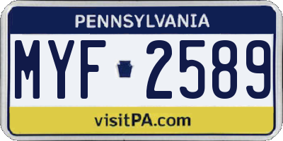 PA license plate MYF2589