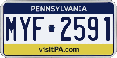 PA license plate MYF2591