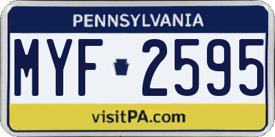 PA license plate MYF2595