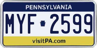 PA license plate MYF2599