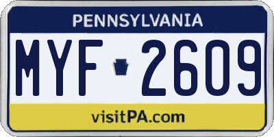 PA license plate MYF2609