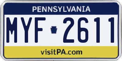 PA license plate MYF2611