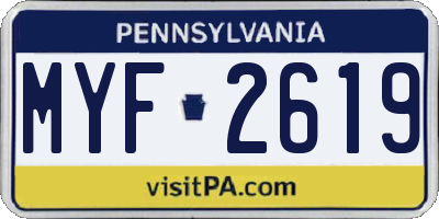 PA license plate MYF2619