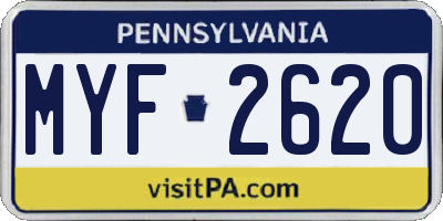 PA license plate MYF2620