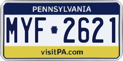 PA license plate MYF2621
