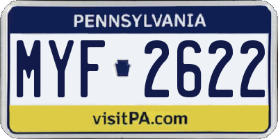 PA license plate MYF2622