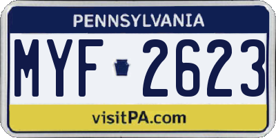 PA license plate MYF2623