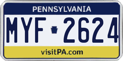 PA license plate MYF2624