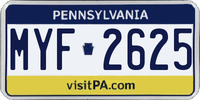 PA license plate MYF2625