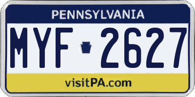 PA license plate MYF2627