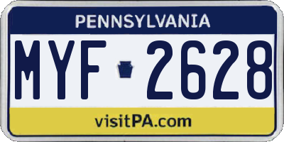 PA license plate MYF2628