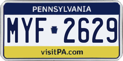 PA license plate MYF2629