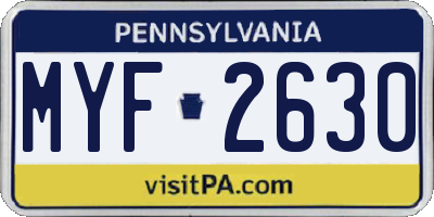 PA license plate MYF2630