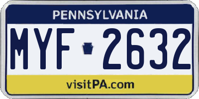 PA license plate MYF2632