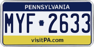PA license plate MYF2633