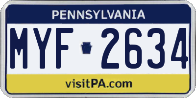 PA license plate MYF2634