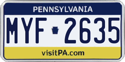 PA license plate MYF2635
