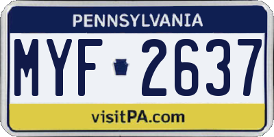 PA license plate MYF2637