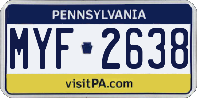 PA license plate MYF2638