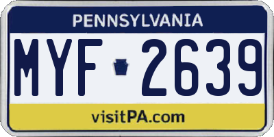 PA license plate MYF2639