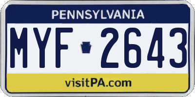 PA license plate MYF2643