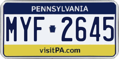 PA license plate MYF2645
